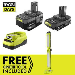 ONE+ 18V Cordless LED Workbench Light Kit with 4.0 Ah Battery, 2.0 Ah Battery, and Charger | The Home Depot