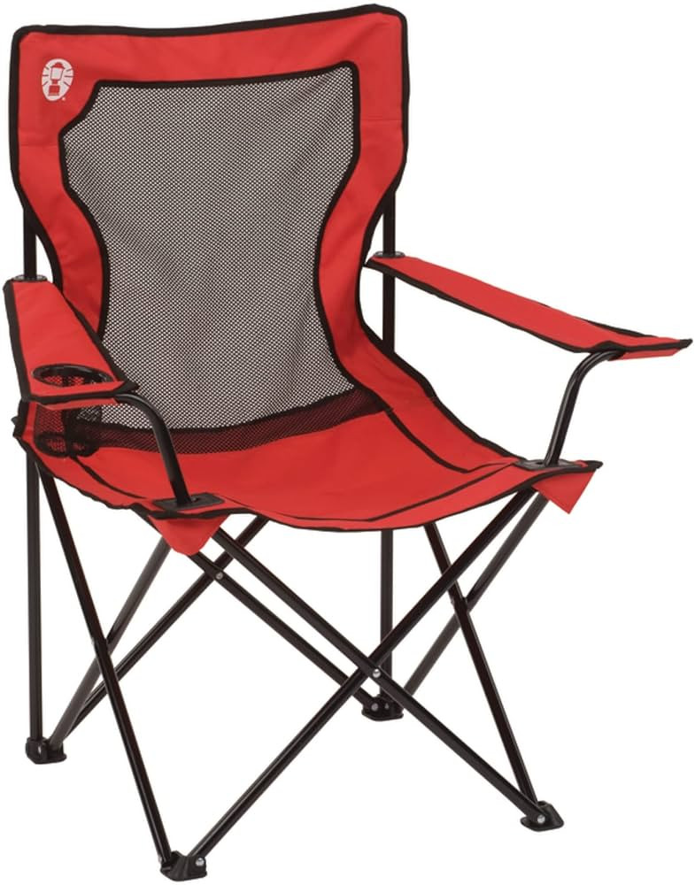 Coleman Broadband Mesh Quad Camping Chair, Cooling Mesh Back with Cup Holder, Adjustable Arm Heig... | Amazon (US)