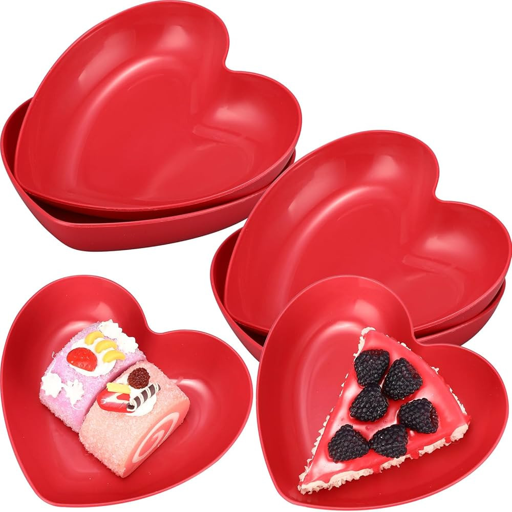 6 Pcs Valentine's Day Heart Shaped Bowls 5.7 Inch Heart Shaped Wheat Straw Small Snack Dessert Di... | Amazon (US)
