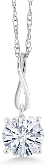 10K White Gold Forever Classic Created Moissanite from Charles & Colvard Pendant Necklace For Women  | Amazon (US)