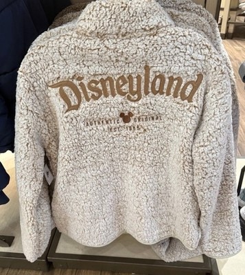 Disneyland Sherpa Fleece Jacket Tan Cozy Zip Up Authentic Original 1955 Size M | eBay US