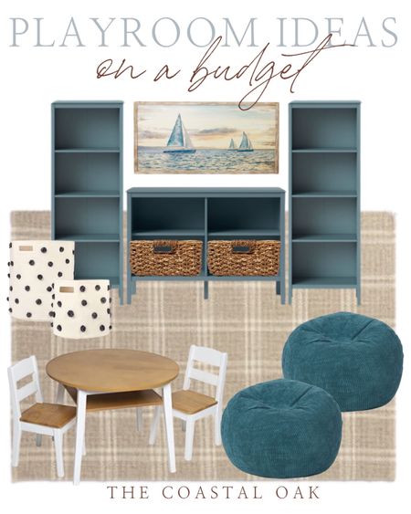 Coastal playroom on a budget

kids play blue woven rug storage organize artwork boats table chairs beanbag color target

#LTKstyletip #LTKhome #LTKkids