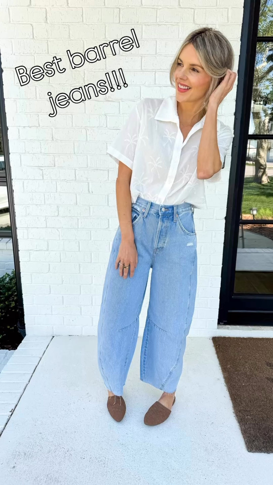 I LOOOOOVE these barrel jeans! They are super on trend right now but let me tell youn NOT all barrel jeans are created equal. I’ve tried so many pairs and this pair is BY FAR my favorite! SOstylish and the cut is amazing. They are TTS! 

@Target @TargetStyle #AD #TargetPartner #TargetStyle #targetambassadorapparel
