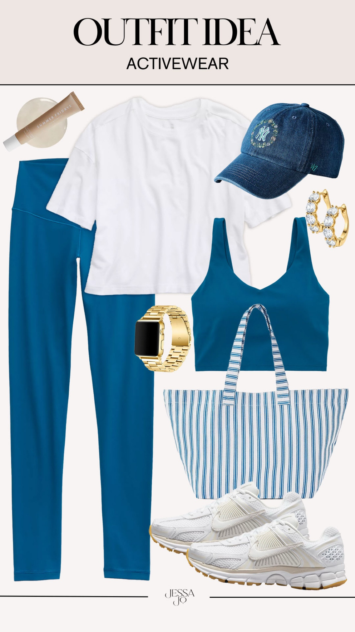Summer activewear. Summer active OOTD. Aerie new arrivals. Aerie matching summer active set. Target striped tote bag. Blue and white summer active set  

#LTKActive #LTKSeasonal #LTKootd