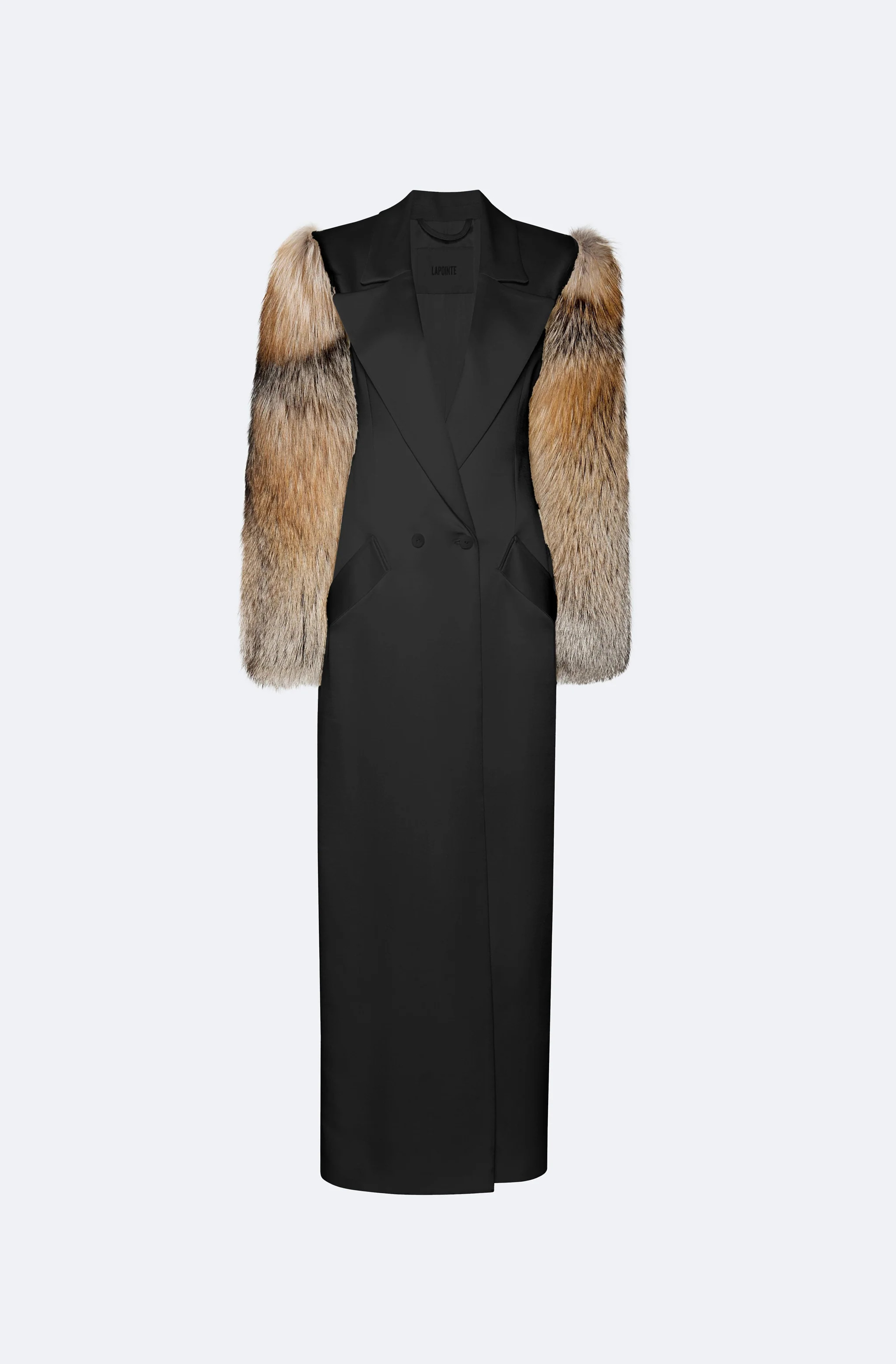 Satin Double Breasted Coat With Fur | Lapointe (US)