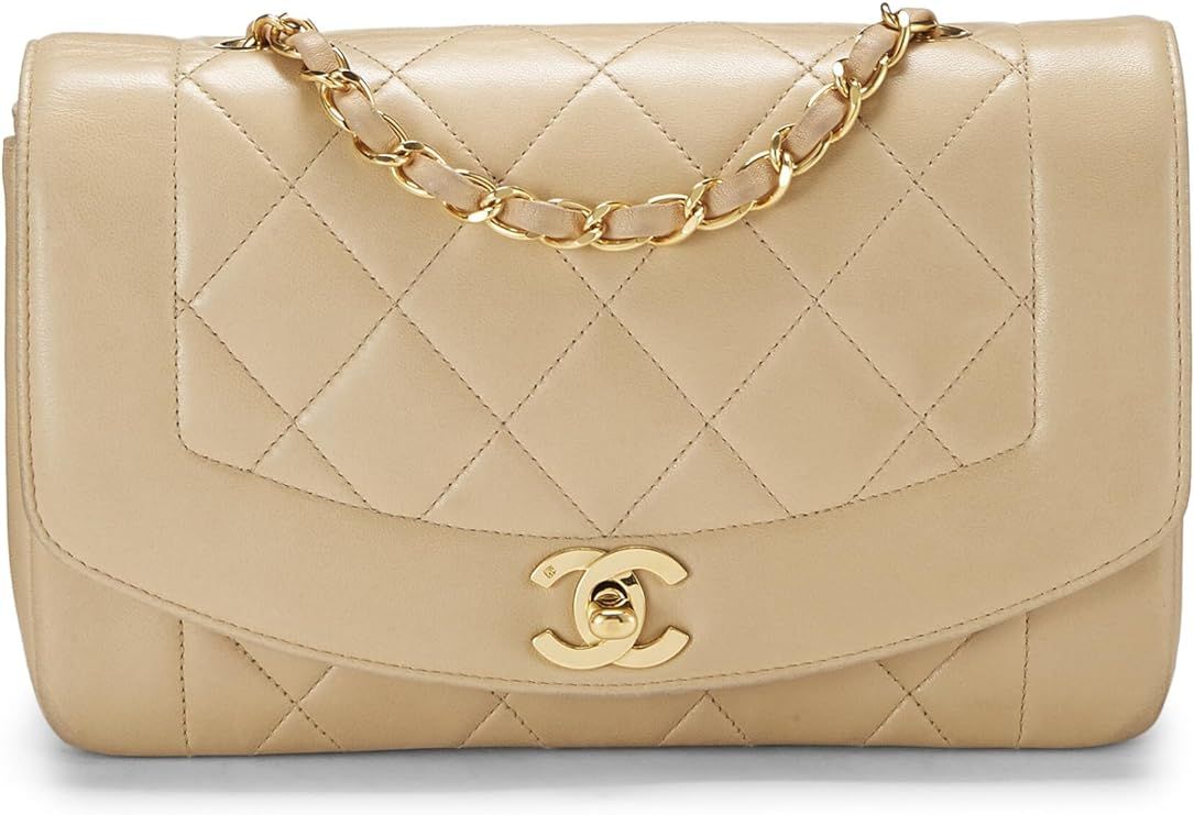 Amazon.com: Chanel, Pre-Loved Beige Quilted Lambskin Diana Flap Small, Beige : Luxury Stores | Amazon (US)
