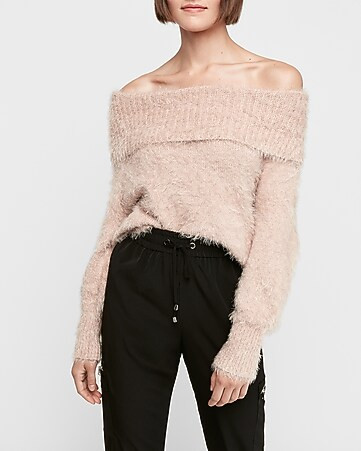 cozy convertible feather pullover sweater | Express