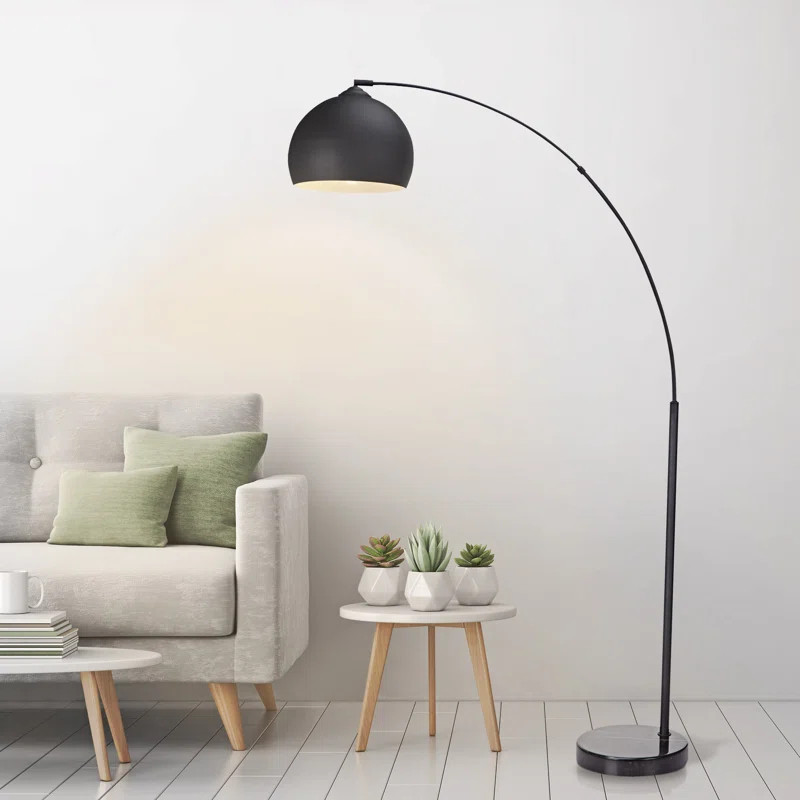 Perlis 66.93" Arc Floor Lamp with Faux Marble Base | Wayfair North America