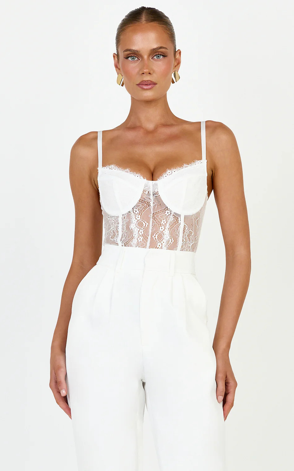 Corset Lace Bodysuit in Cream | Showpo (US, UK & Europe)