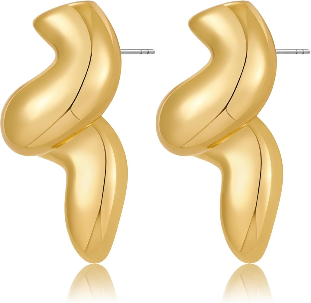 Gold Statement Earrings for Women Irregular Earrings Teardrop Earrings Geometric Earrings Jewelry... | Amazon (US)