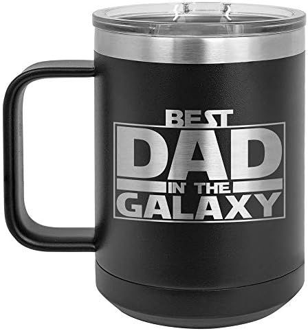 BEST DAD IN THE GALAXY Black 15 oz Coffee Mug w/Slide Top Lid | Insulated Travel Coffee Cup | Fat... | Amazon (US)