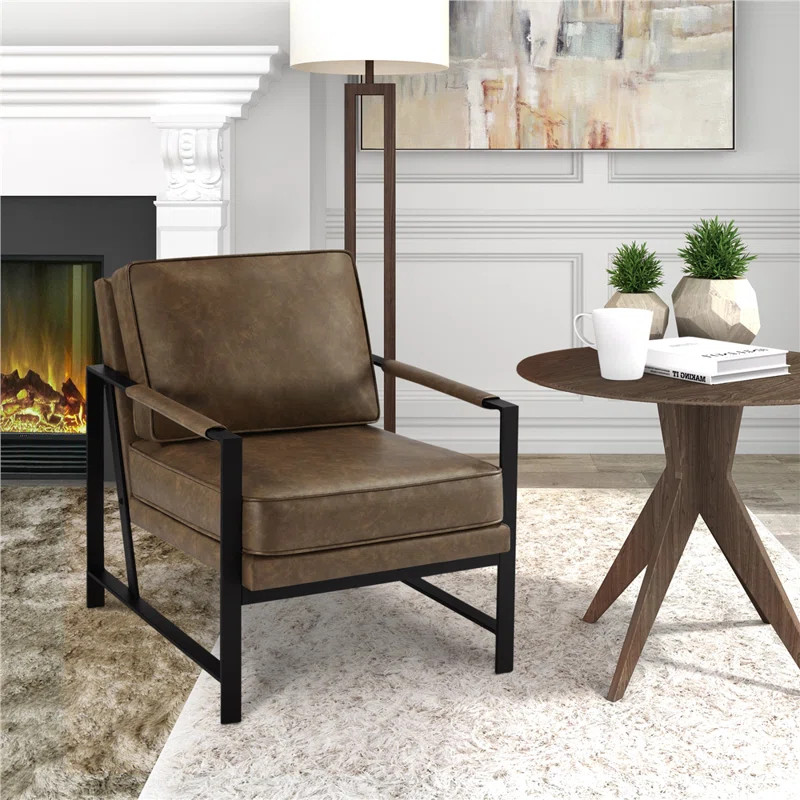 Retro 25.5'' Wide Tufted Faux Leather ArmChair | Wayfair North America