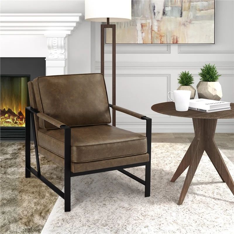 Retro 25.5'' Wide Tufted Faux Leather ArmChair | Wayfair North America