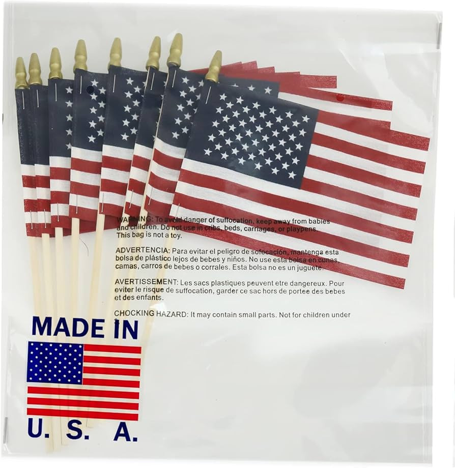 GIFTEXPRESS Set of 12, Proudly Made in U.S.A. Small American Flags 4x6 Inch/Small US Flag/Mini Am... | Amazon (US)