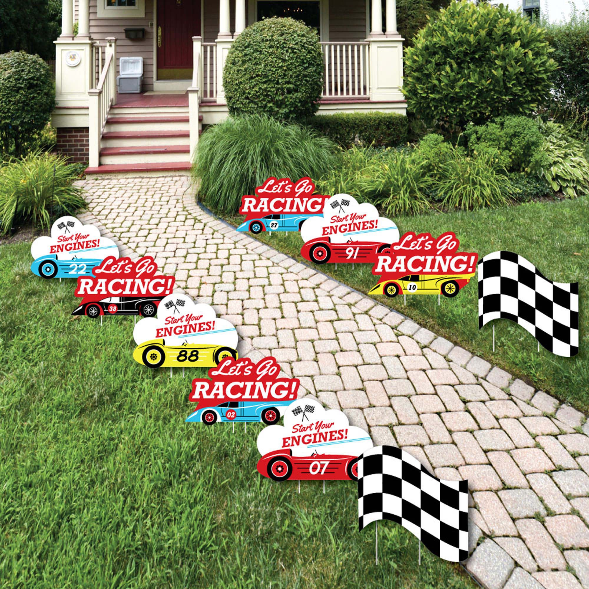 Let's Go Racing - Racecar - Lawn Decorations - Outdoor Race Car Birthday Party or Baby Shower Yar... | Big Dot of Happiness