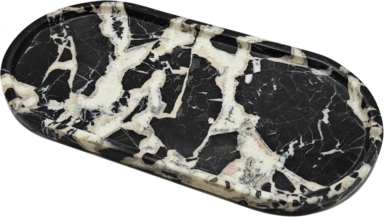 12"x6" Natural Calacatta Black Marble Tray for Vanity Bathroom Tray Countertop Organizer, Perfume... | Amazon (US)