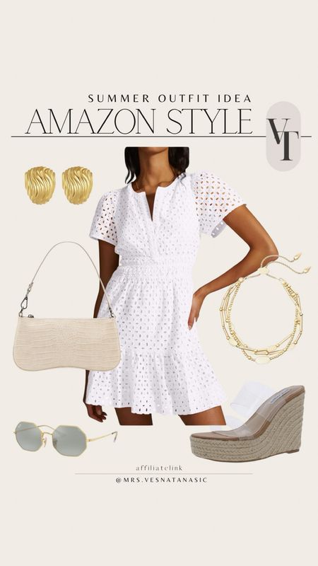 Summer outfit idea from Amazon! Loving white dresses in summer. 

#LTKFindsUnder100 #LTKShoeCrush #LTKGiftGuide