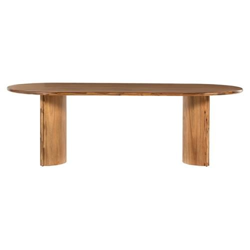 Paris Rustic Lodge Light Brown Acacia Wood Oval Dining Table - 94"W | Kathy Kuo Home