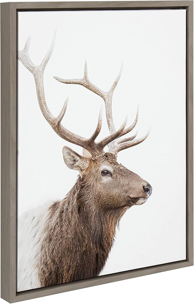 Kate and Laurel Sylvie Stag Profile Framed Canvas Wall Art by Amy Peterson Art Studio, 18x24 Gray... | Amazon (US)