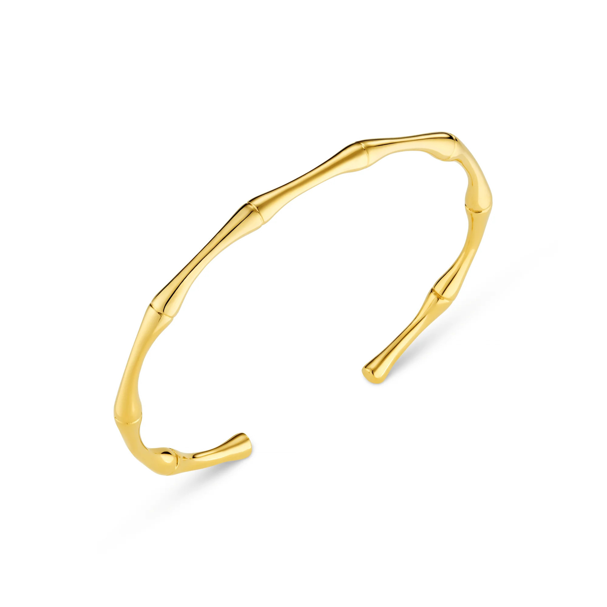 Polished Bamboo Open Bangle - Waterproof & Tarnish Free - Gold - Orelia - Orelia Luxe | Orelia