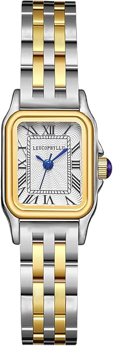 Small Gold Watches for Women with Vintage Rectangular Case, Classic Roman Dial,Stainless Steel Ba... | Amazon (US)