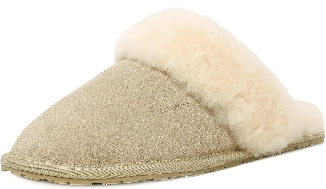 Women's Sheepskin Slip On House Slippers Indoor Outdoor Winter Shoes | Amazon (US)