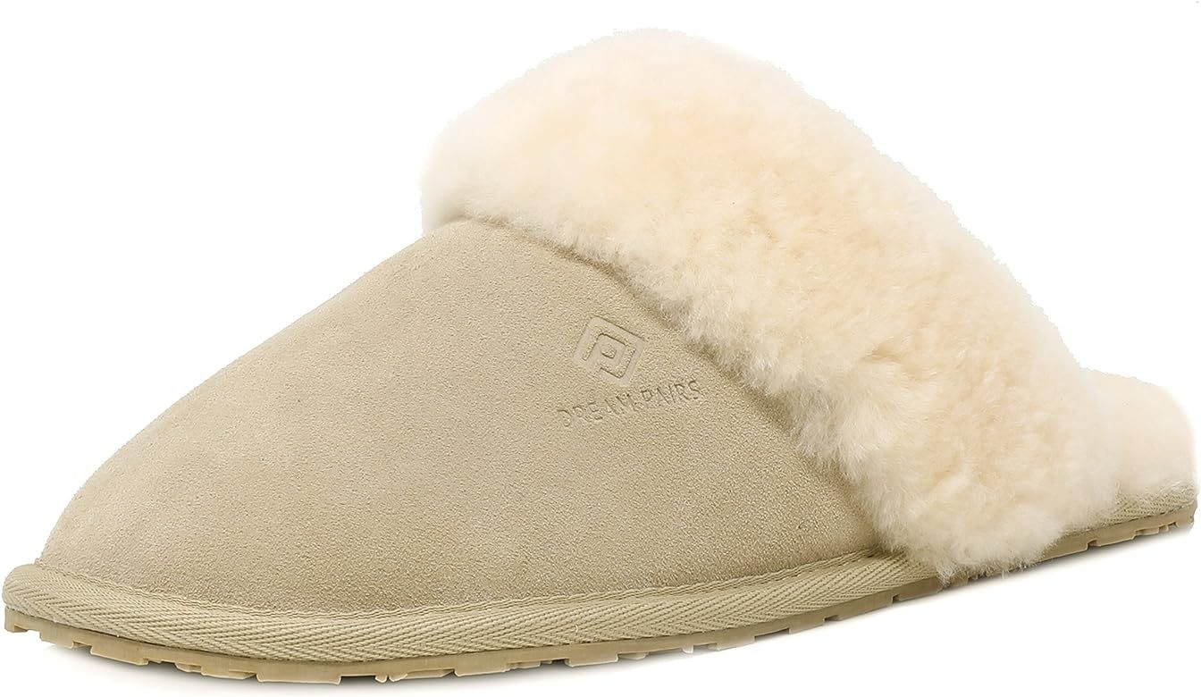 Women's Sheepskin Slip On House Slippers Indoor Outdoor Winter Shoes | Amazon (US)