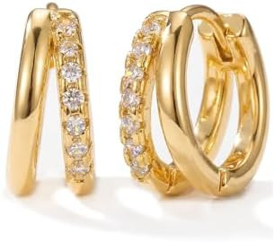 Gold Hoop Earrings for Women,14K Gold Plated Huggie Hoop Earrings for Gift | Amazon (US)