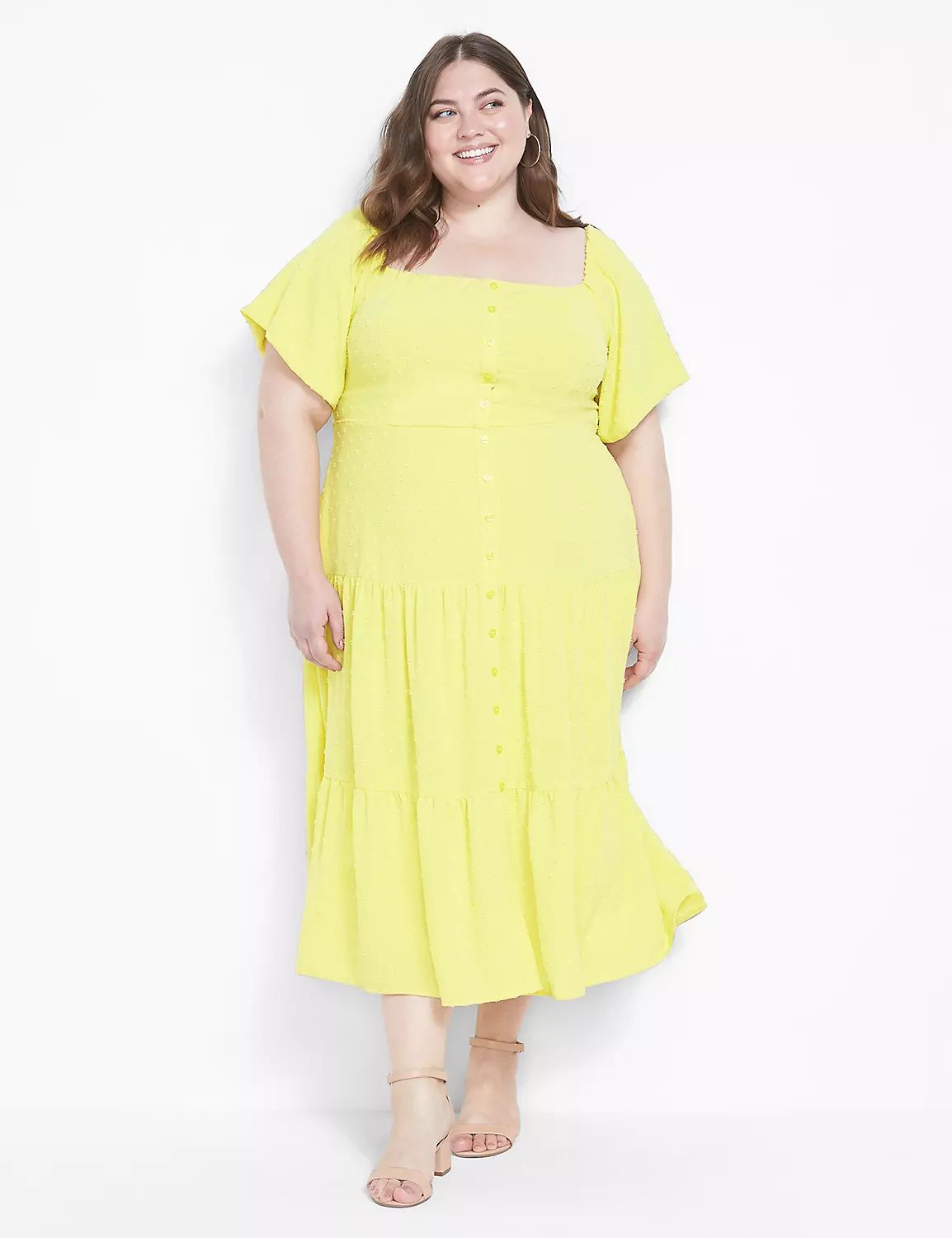 Convertible Off-The-Shoulder Tiered Midi Dress | LaneBryant | Lane Bryant (US)