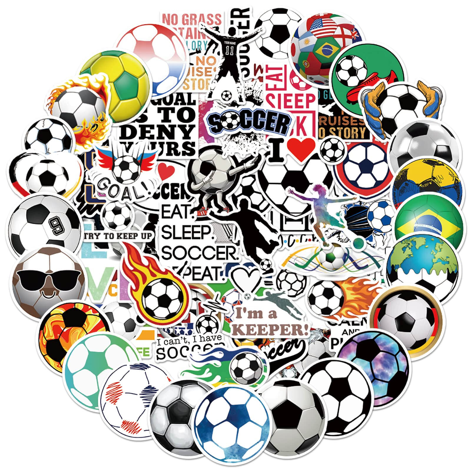 100PCS Soccer Stickers for Scrapbooking, Vinyl Waterproof Stickers for Water Bottles, Soccer Team... | Amazon (US)