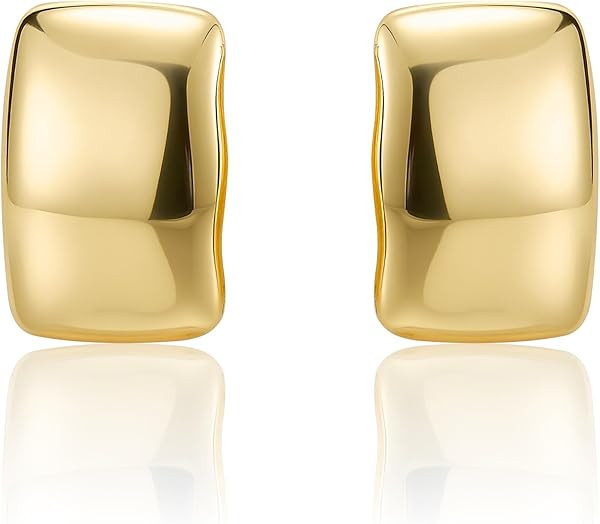 Chunky Gold Earrings, Gold Statement Drop Stud Earrings Trendy | Thick Oval, Geometric, Square, C... | Amazon (US)