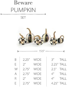 MacKenzie-Childs Beware Decorative Pumpkin Set for Fall Home Decor, Cute Halloween Decorations, 6... | Amazon (US)
