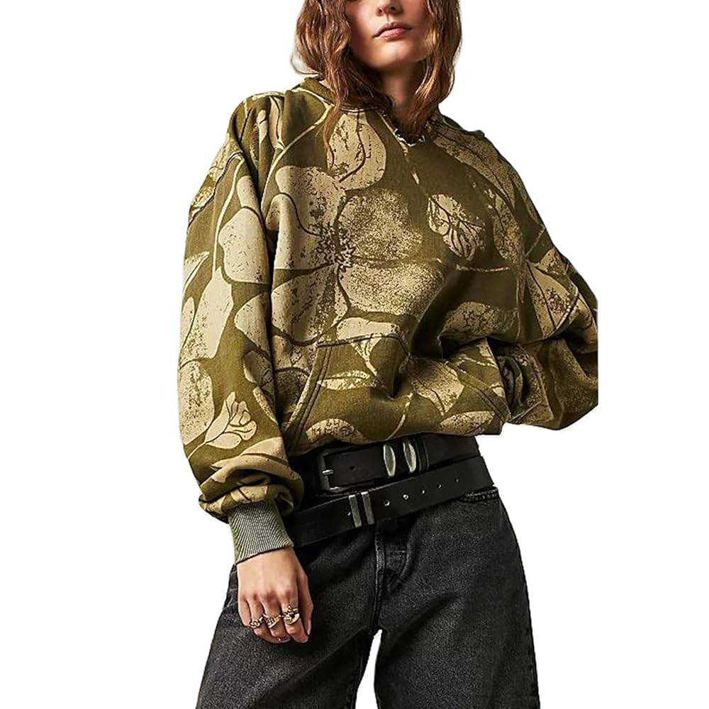 Yuemengxuan Womens Graphic Hoodies Y2K Floral Oversized Sweatshirt Aesthetic Preppy Vintage Cute ... | Amazon (US)