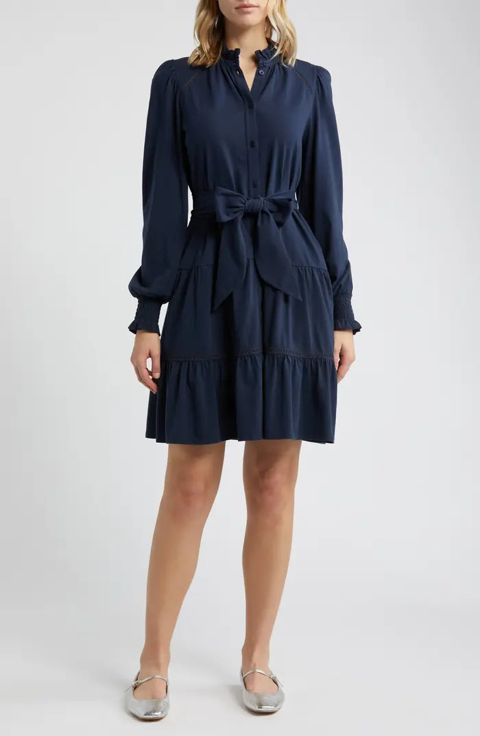 Caslon® Long Sleeve Organic Cotton Belted Dress | Nordstrom | Nordstrom