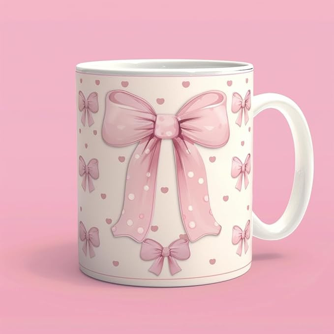 Coquette Ghost Mug, Spooky Cute Gifts, Pink Bow Tie Mugs, Coquette Halloween Mugs For Girl, Adorable Bow Gifts for Daughter | Amazon (US)