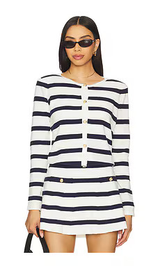 Generation Love Logan Cardigan in White & Navy from Revolve.com | Revolve Clothing (Global)