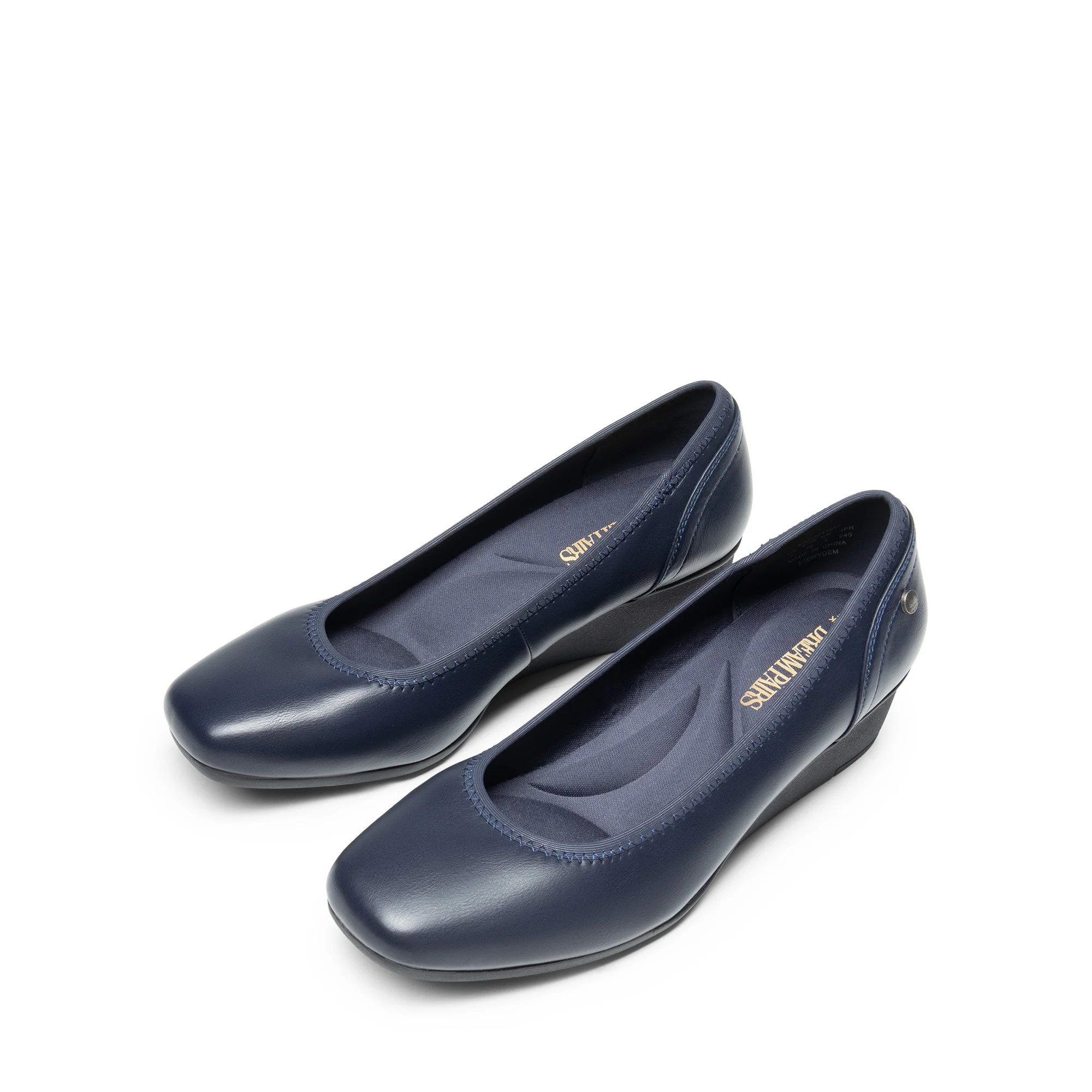 BURUDANI Women's Low Wedge Dress Pumps Square Close Block Toe Dress Shoes NAVY-PU Size 9.5 - Walm... | Walmart (US)