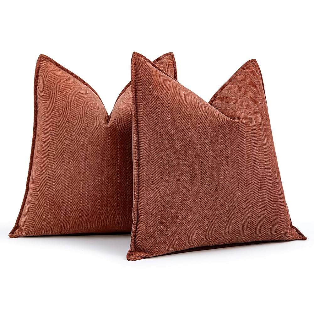 MIULEE Pack of 2 Rust Decorative Pillow Covers 18x18 Inch Fall Soft Chenille Luxurious Couch Thro... | Amazon (US)