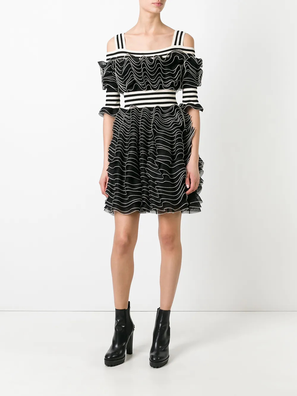 Alexander McQueen ruffle mini dress - Black | Farfetch Global