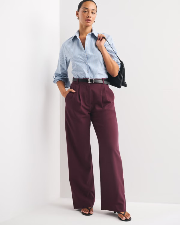 Curve Love A&F Sloane Tailored Wide Leg Pant | Abercrombie & Fitch (US)