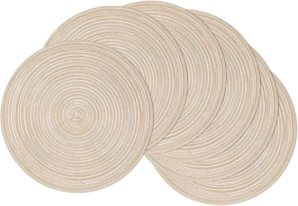 SHACOS Round Braided Placemats Set of 6 Washable Cotton Polyester Round Placemats for Kitchen Din... | Amazon (US)