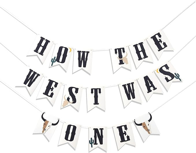 How The West Was One Banner- First Rodeo Birthday Party,Cowboy Cowgirl Banner,Western Theme,Littl... | Amazon (US)