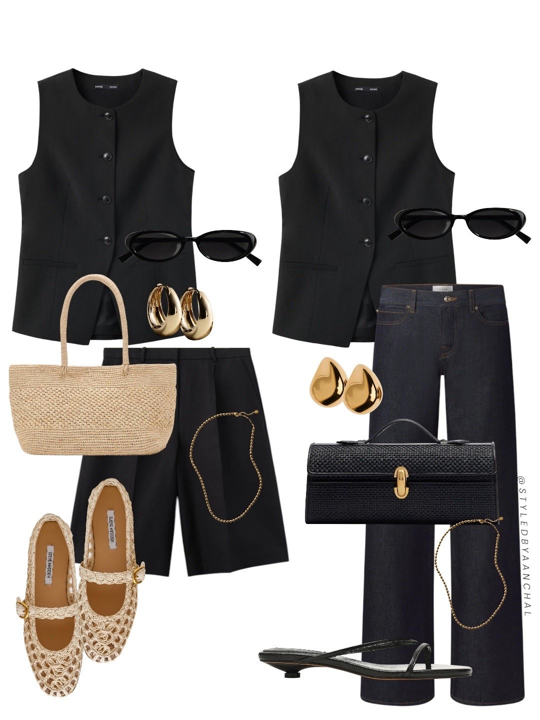 Black vest styled two ways🖤✨

Outfit 1: Tailored shorts for summer days
Outfit 2: Dark denim for effortless evenings

#LTKsummer #LTKmodest #LTKjeans