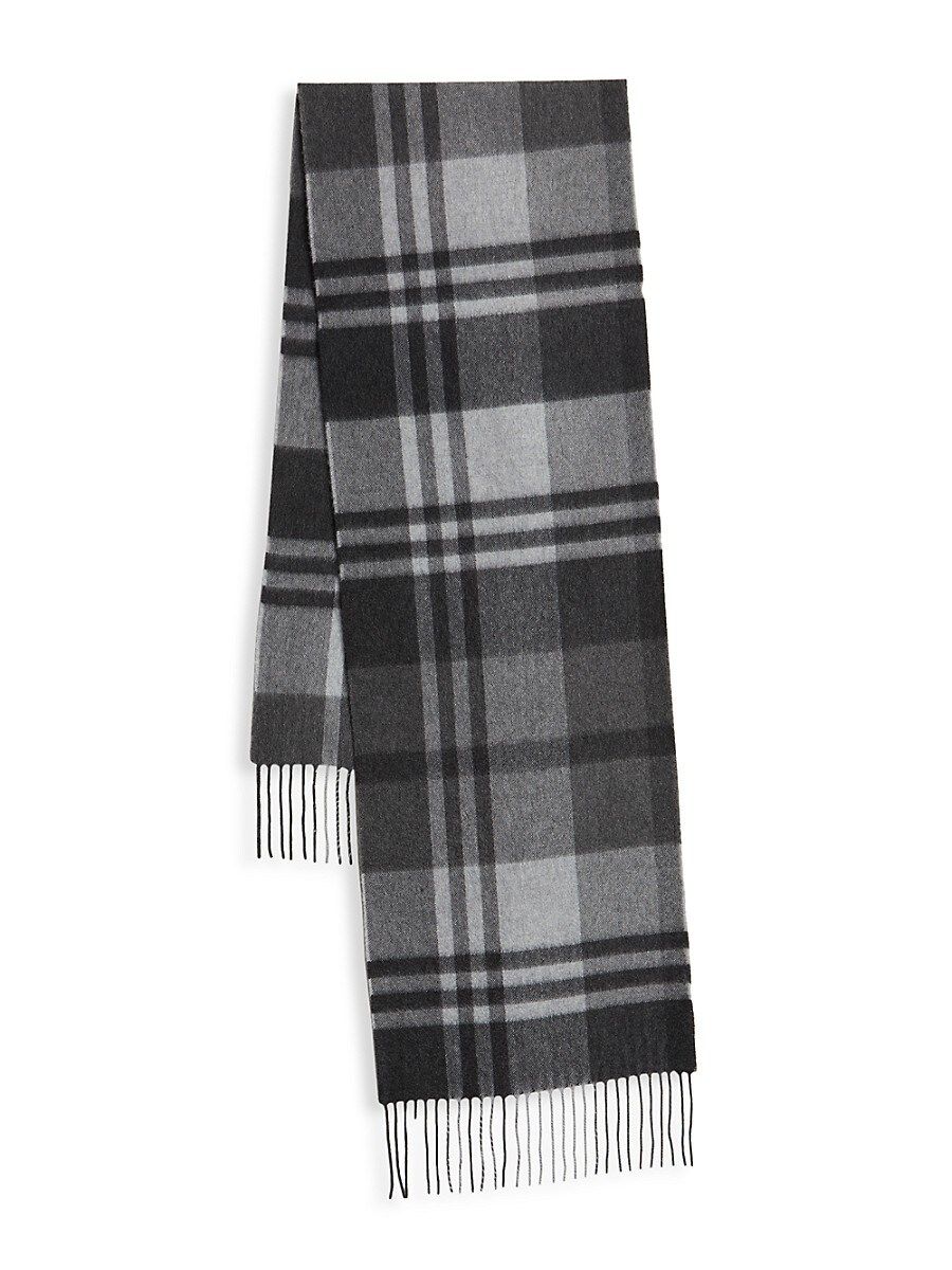 Saks Fifth Avenue Men's Fringed Plaid Cashmere Scarf - Grey | Saks Fifth Avenue OFF 5TH