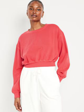 Oversized Cropped Fleece Sweatshirt for Women | Old Navy (US)