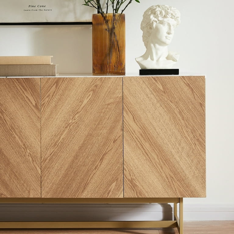 Roomfitters 57” Mid Century Modern TV Stand, Herringbone Pattern Buffet Cabinet Sideboard Crede... | Walmart (US)