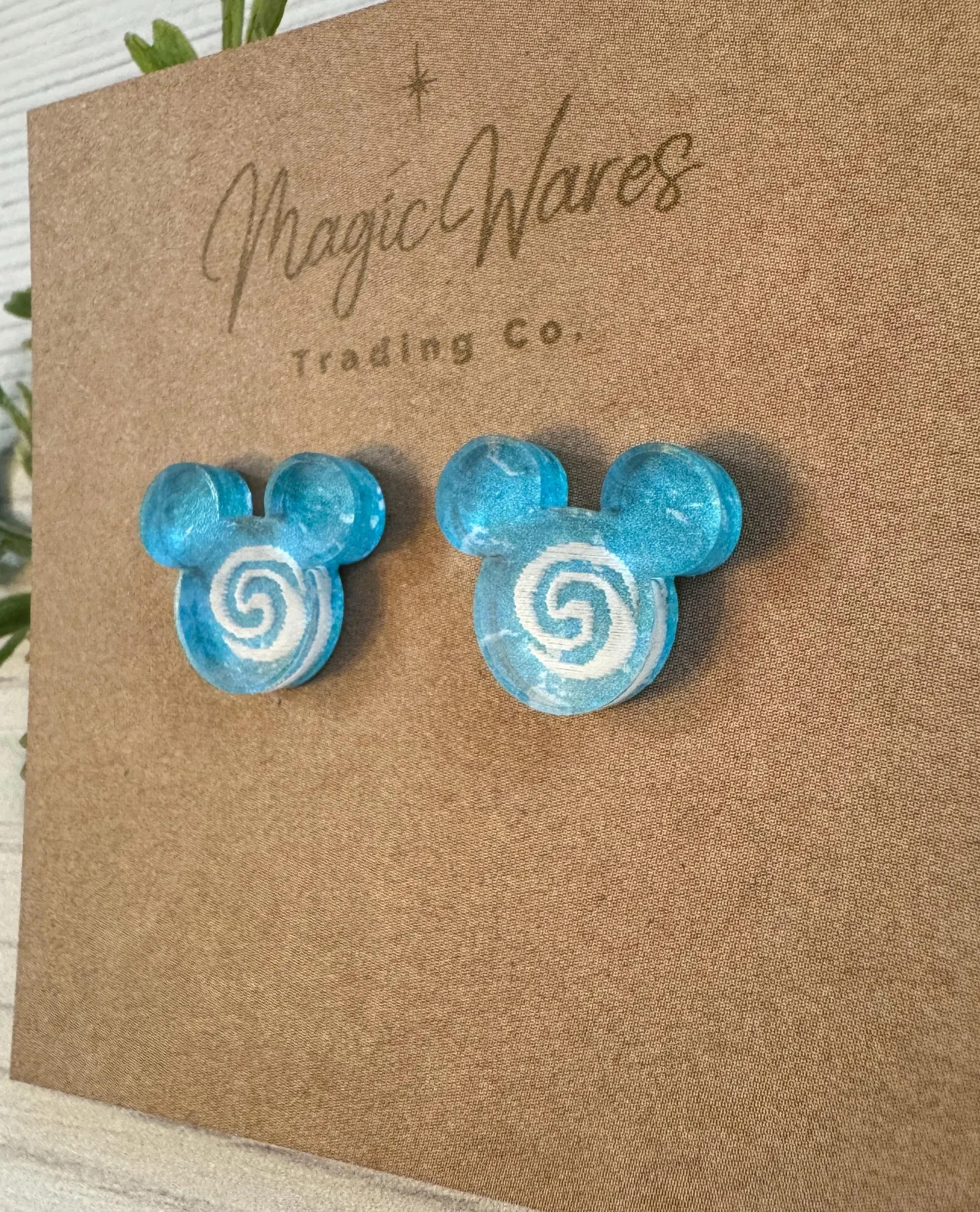 Ocean Princess Stud Earrings, Moana inspired Ocean Blue crystal acrylic, Clip-ons available | Etsy (Global)