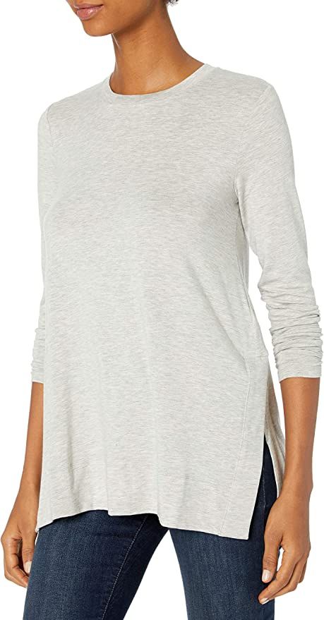 Daily Ritual Women's Soft Rayon Jersey Crew Neck Long-Sleeve Split-Hem Tunic | Amazon (US)