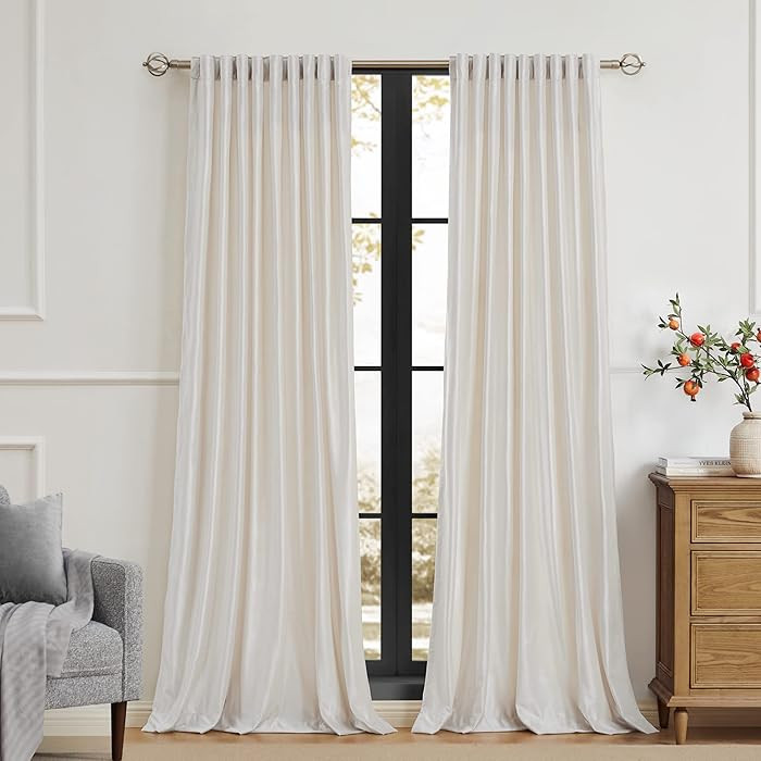 PRIMROSE Cream Ivory Curtains 84 inch for Living Room,2 Panels Drapes Blackout Rod Pocket Back Ta... | Amazon (US)
