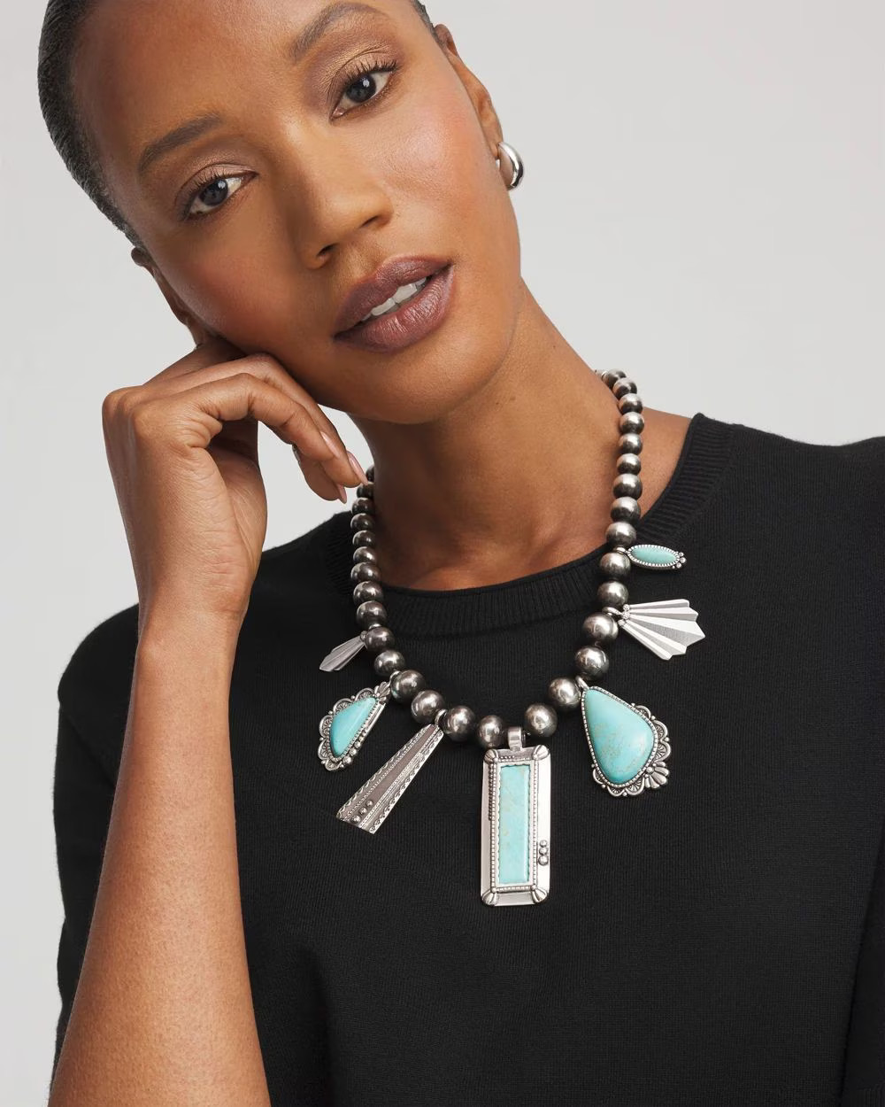 Chico's Originals Turquoise & Charms Motif Collar Necklace | Chico's